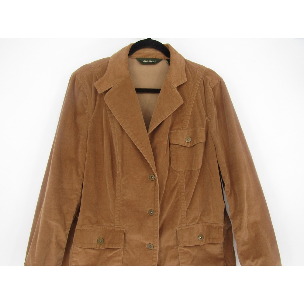 Eddie Bauer Corduroy Blazer Jacket Womens 16W Brown‎ Stretch Cotton 3-Pocket - Picture 3 of 9